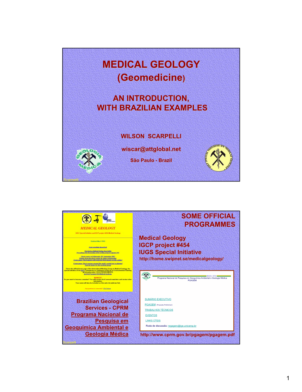 MEDICAL GEOLOGY (Geomedicine)
