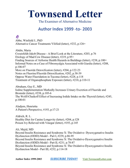 Author Index 1999 -To- 2003