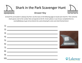 Shark in the Park Scavenger Hunt Answer Key