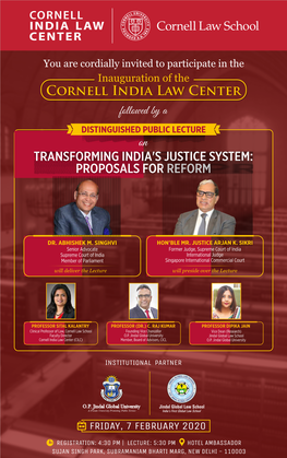 Jindal Global Law School Cornell India Law Center (CILC) Member, Board of Advisors, CICL O.P