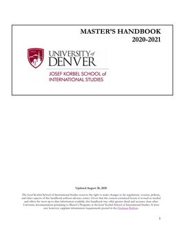 Master's Handbook 2020-2021