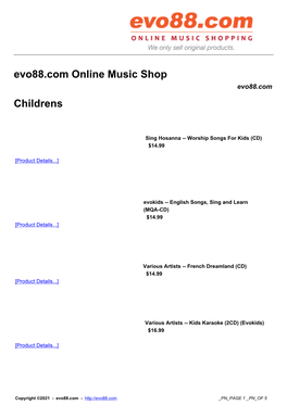 Evo88.Com Online Music Shop Evo88.Com Childrens