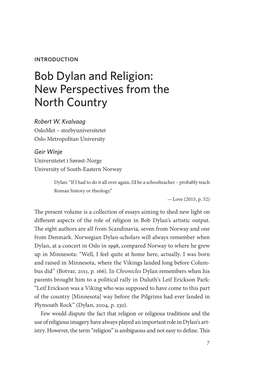 Bob Dylan and Religion: New Perspectives from the North Country