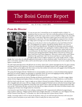 The Boisi Center Report the Boisi Center for Religion and American Public Life at Boston College