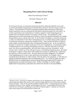 Bargaining Power and Contract Design Abstract