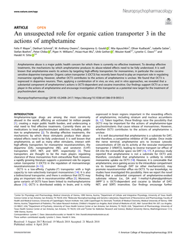 An Unsuspected Role for Organic Cation Transporter 3 in the Actions of Amphetamine