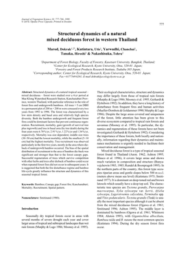 Structural Dynamics of a Natural Mixed Deciduous Forest in Western Thailand