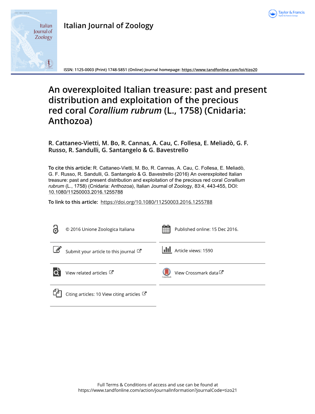 An Overexploited Italian Treasure: Past and Present Distribution and Exploitation of the Precious Red Coral Corallium Rubrum (L., 1758) (Cnidaria: Anthozoa)