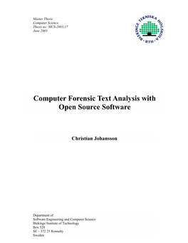 Computer Forensic Text Analysis with Open Source Software