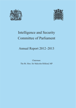Intelligence and Security Committee of Parliament Annual Report 2012