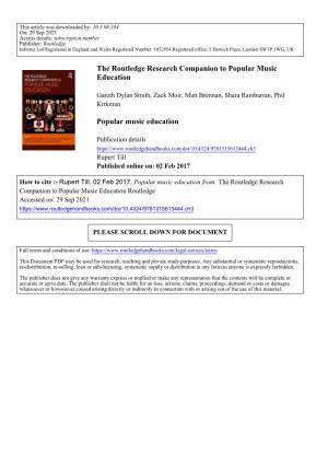 The Routledge Research Companion to Popular Music Education Popular