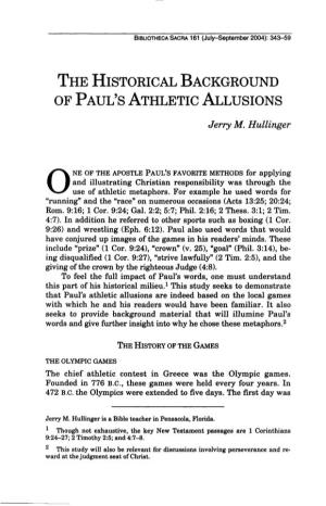 The Historical Background of Paul's Athletic Allusions