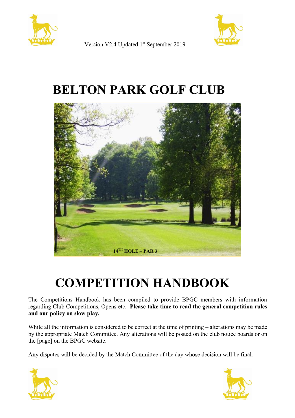 Belton Park Golf Club Competition Handbook