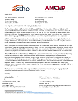 ASTHO and AMCHP Letter of Support for S.1112