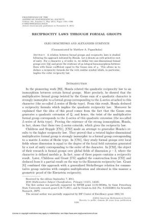 Reciprocity Laws Through Formal Groups
