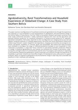 Agrobiodiversity, Rural Transformations and Household Experiences of Globalised Change: a Case Study from Southern Bolivia