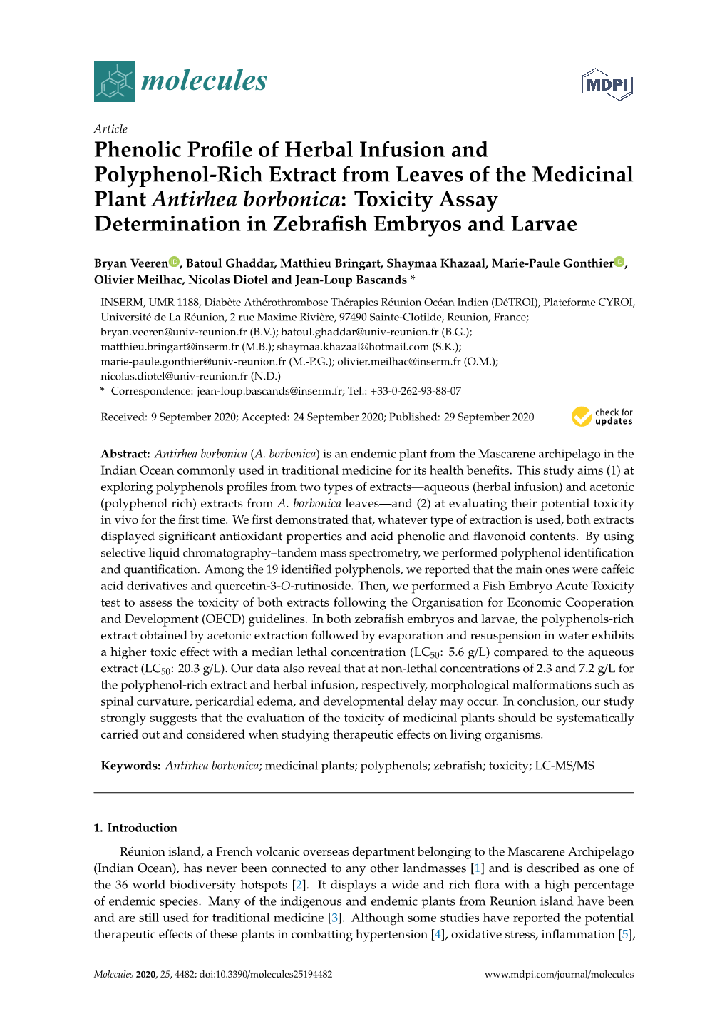 Phenolic Profile of Herbal Infusion and Polyphenol-Rich Extract