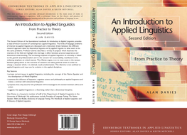 An Introduction to Applied Linguistics SERIES EDITORS: ALAN DAVIES & KEITH MITCHELL