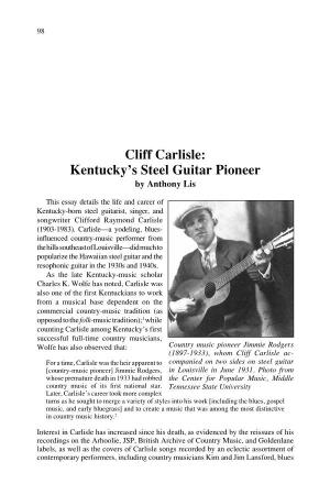 Cliff Carlisle: Kentucky's Steel Guitar Pioneer