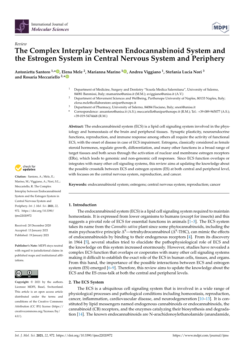 The Complex Interplay Between Endocannabinoid System And The Estrogen