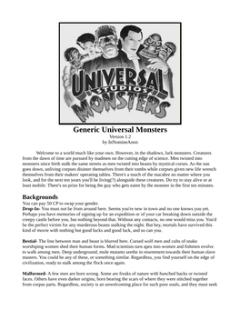 Generic Universal Monsters Version 1.2 by Innomineanon