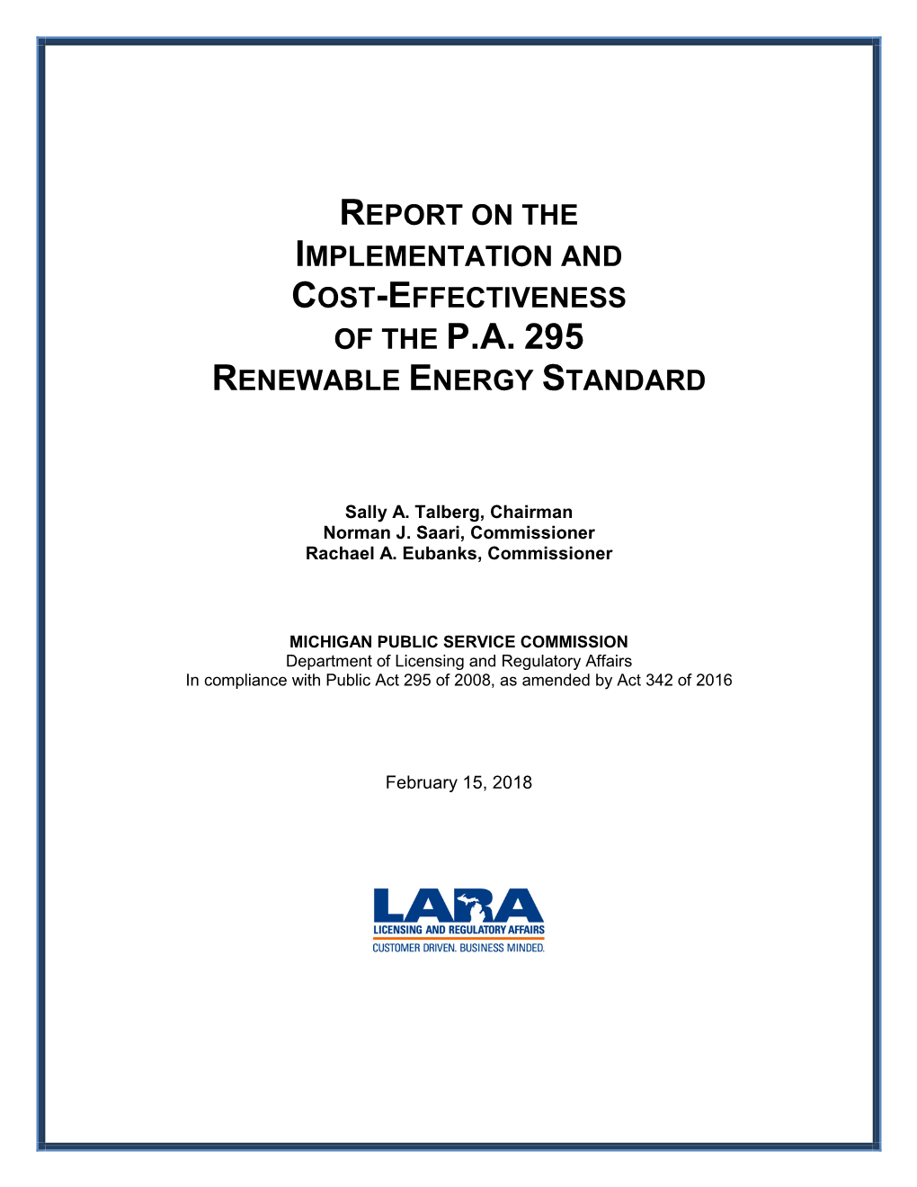 Report on the Implementation and Cost-Effectiveness of the P.A