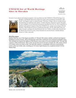 UNESCO List of World Heritage Sites in Slovakia