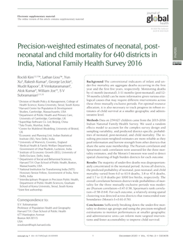 Neonatal and Child Mortality for 640 Districts in India, National Family