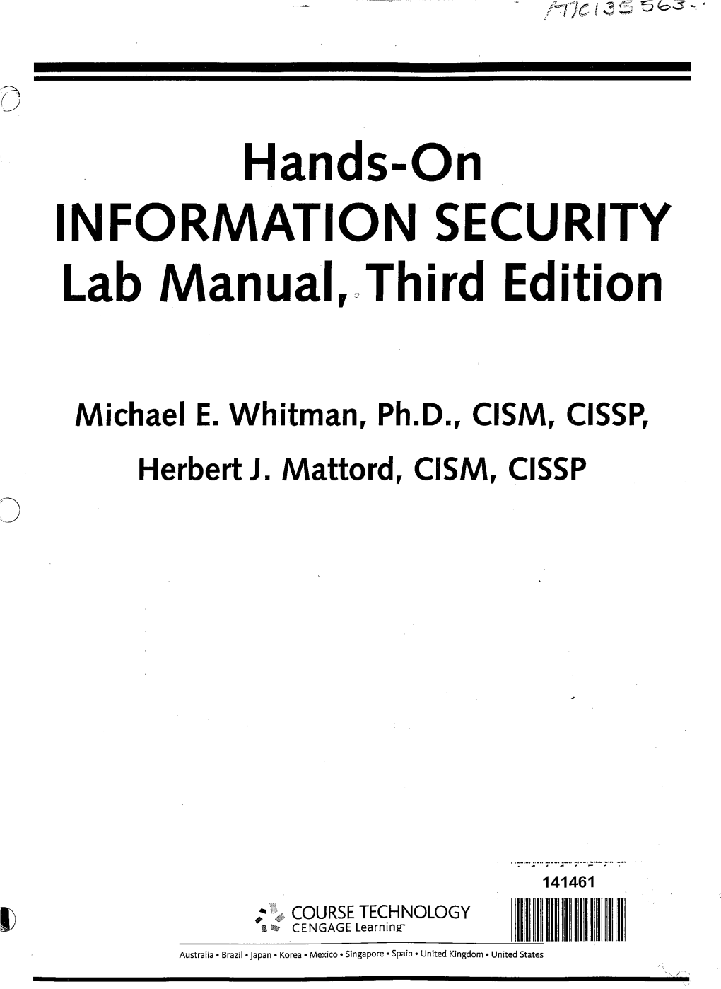 Hands-On INFORMATION SECURITY Lab Manual,.Third Edition