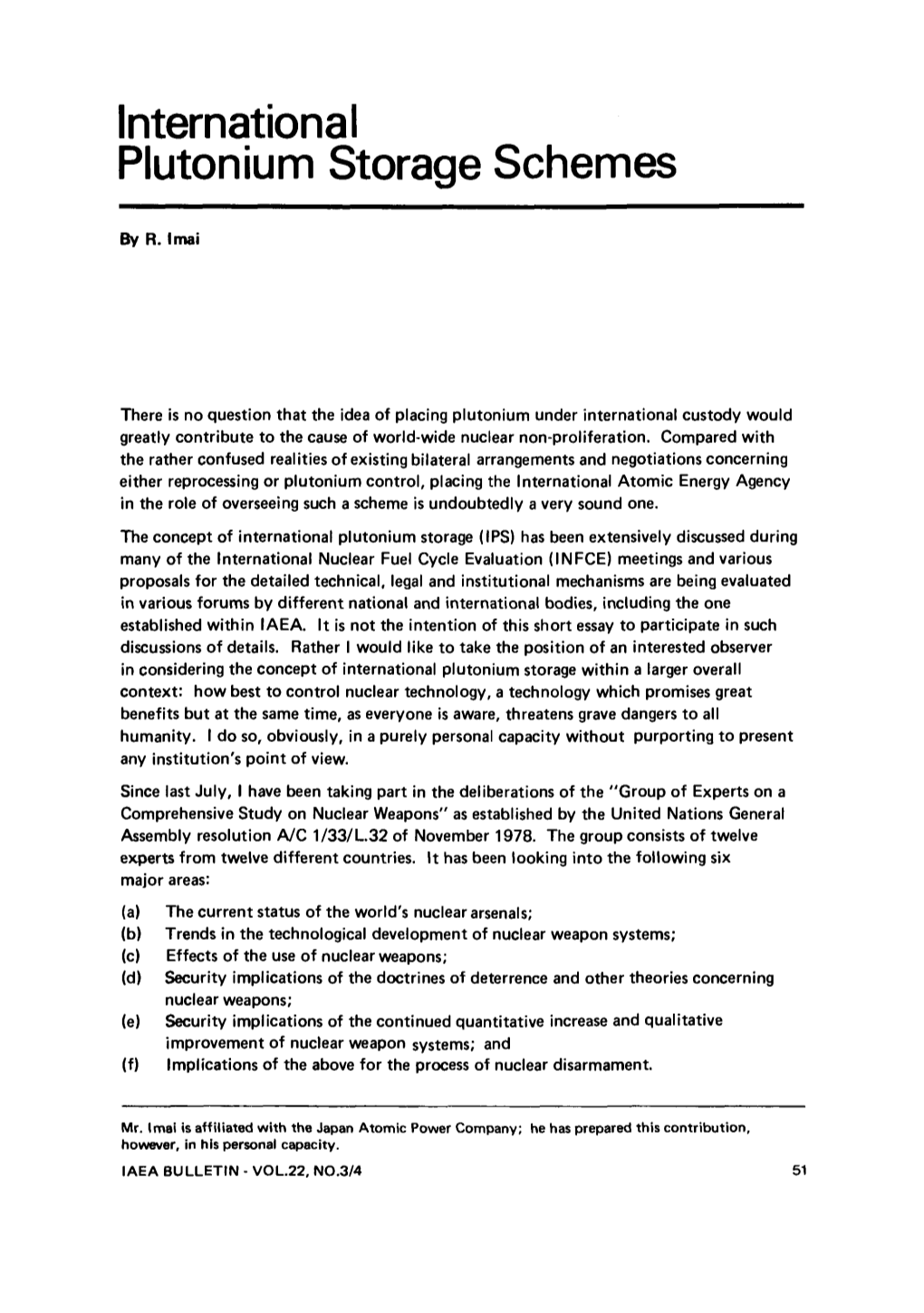 International Plutonium Storage Schemes