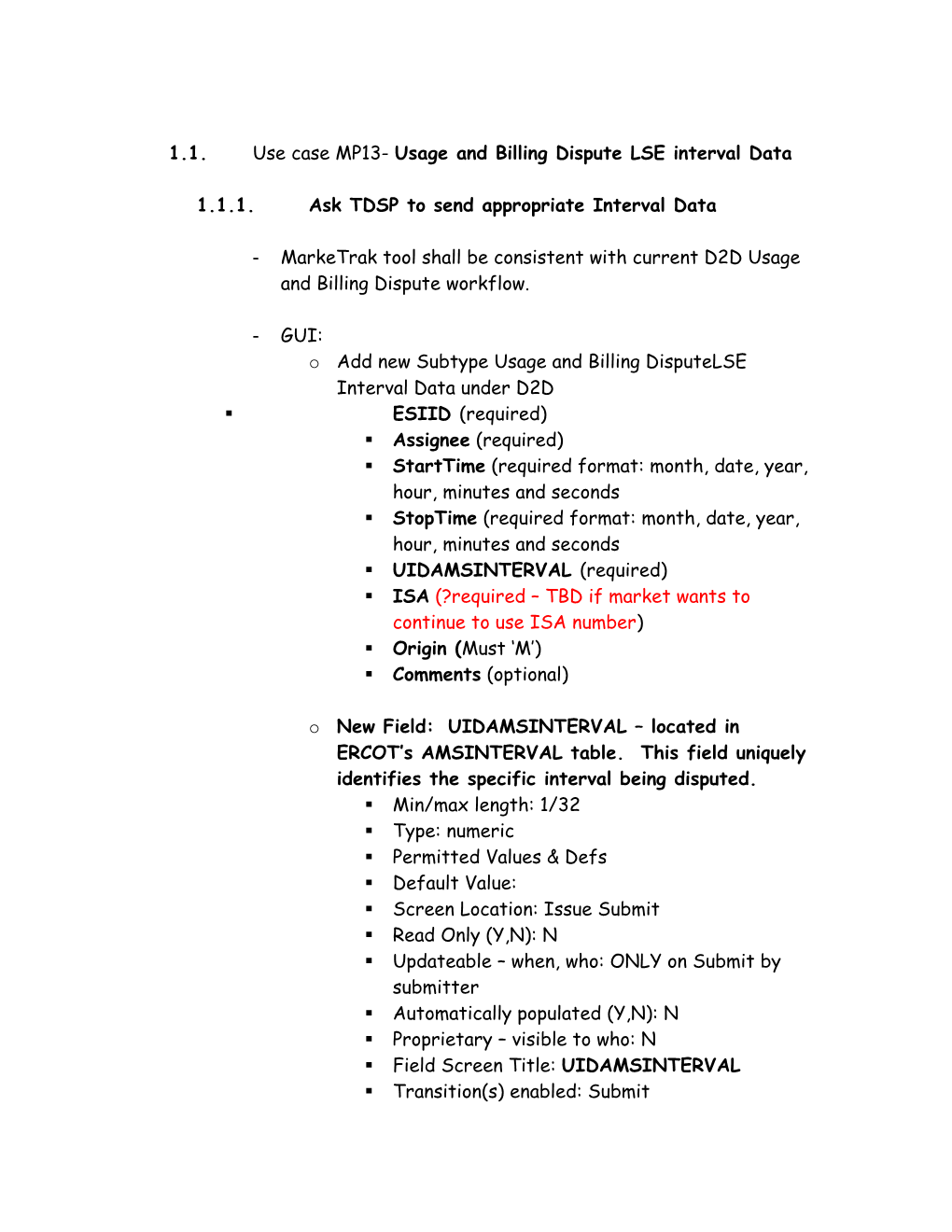 1.1. Use Case MP13- Usage and Billing Dispute LSE Interval Data