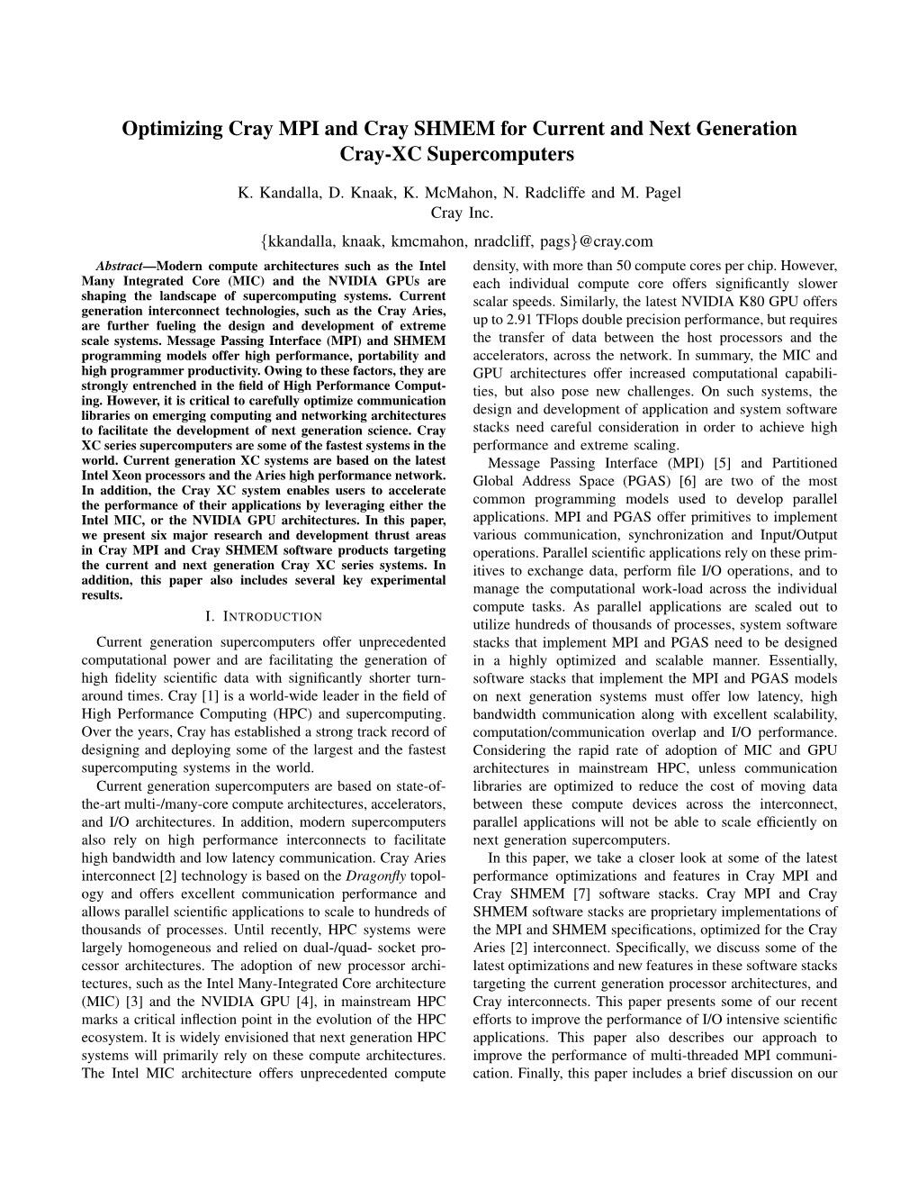 Optimizing Cray MPI and Cray SHMEM for Current and Next Generation Cray-XC Supercomputers