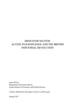 Mind Over Matter: Access to Knowledge and the British Industrial Revolution