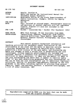 Media and Sexism (An Instructional Manual for Secondary School Teachers) INSTITUTION Washington Office of the State Superintendent of Public Instruction, Olympia