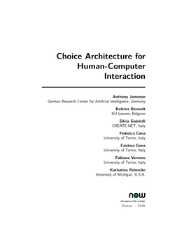 Choice Architecture for Human-Computer Interaction