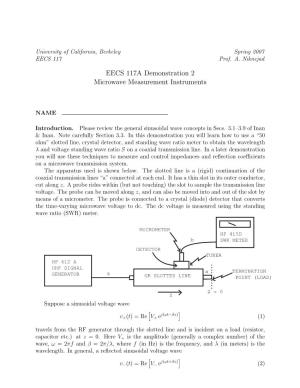 EECS 117A Demonstration 2 Microwave Measurement Instruments