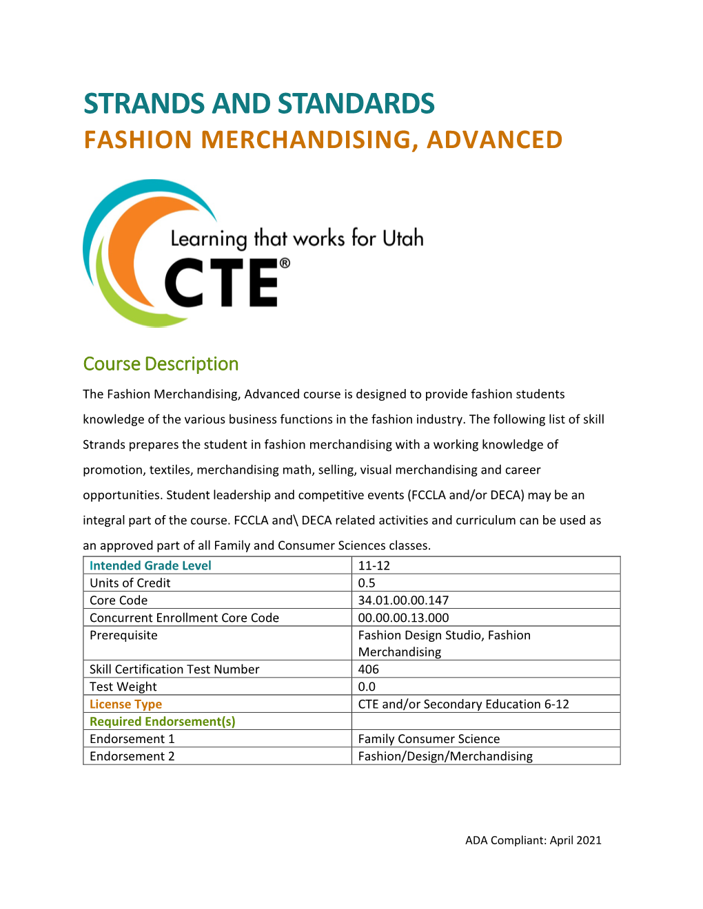 Fashion Merchandising, Advanced