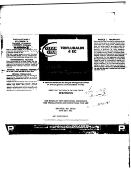U.S. EPA, Pesticide Product Label, CLEAN CROP TRIFLURALIN 4EC, 03/21/1984
