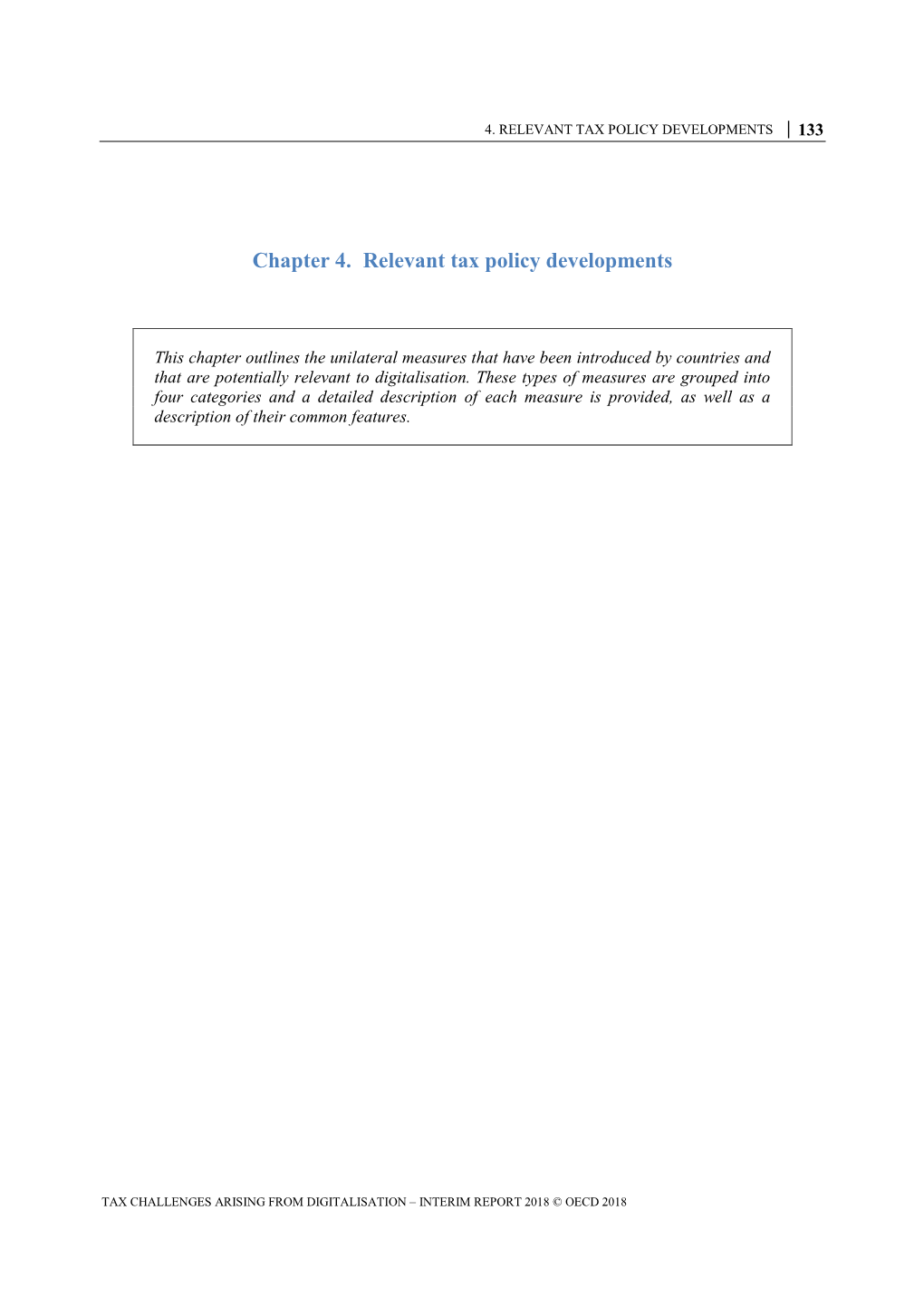 Chapter 4. Relevant Tax Policy Developments