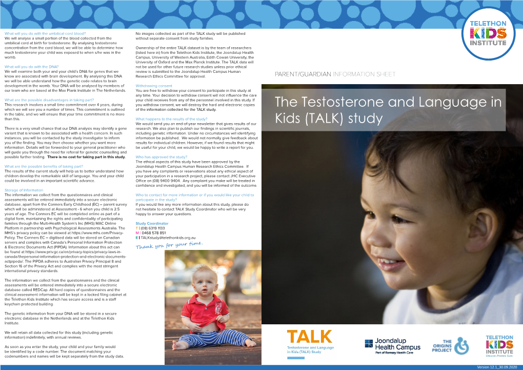 The Testosterone and Language in Kids (TALK) Study