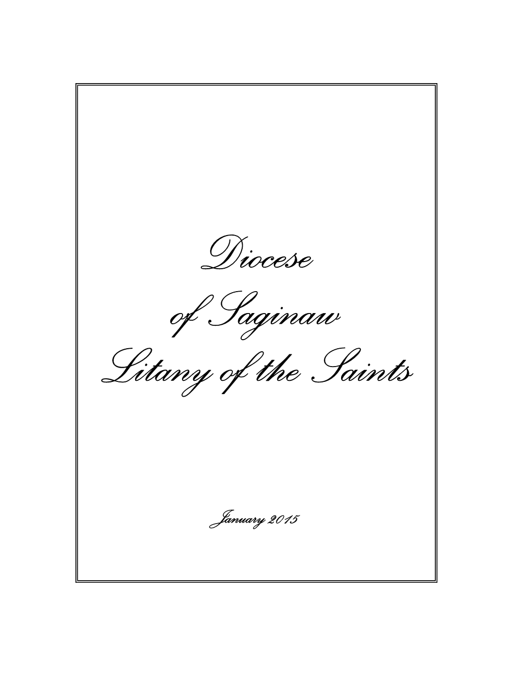Diocesan Litany of Saints (January 2015)