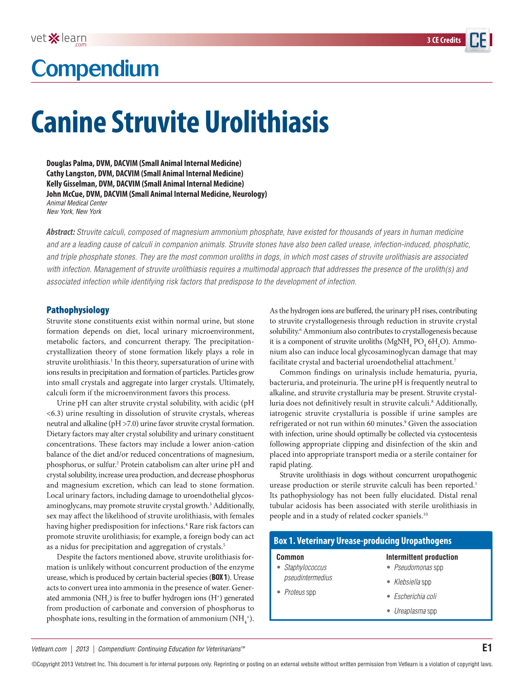 Canine Struvite Urolithiasis