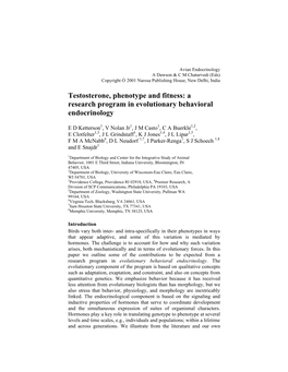 Testosterone, Phenotype and Fitness: a Research Program in Evolutionary Behavioral Endocrinology