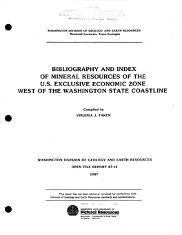Open File Report 87-12: Bibliography and Index of Mineral Resources Of