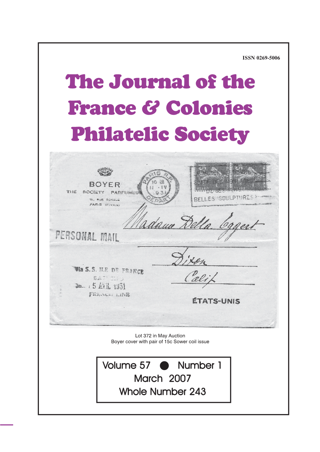 Journal of the France & Colonies Philatelic Society