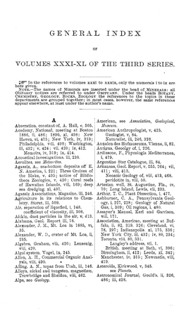General Index Vols. XXXI-XL, Third Series: 1886-1890