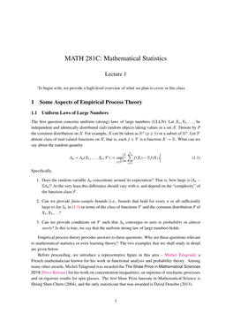 MATH 281C: Mathematical Statistics