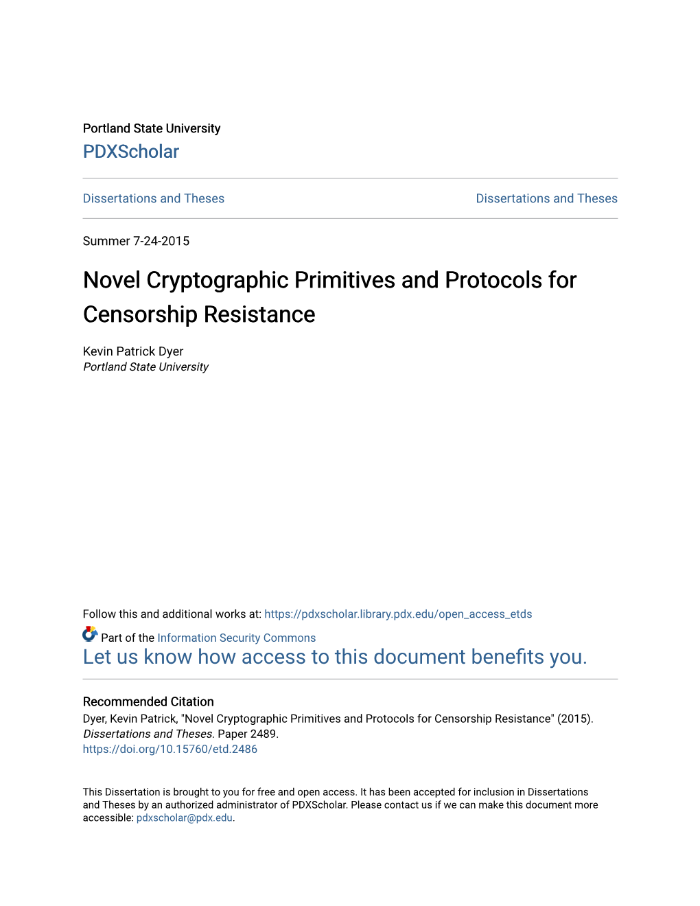 Novel Cryptographic Primitives and Protocols for Censorship Resistance