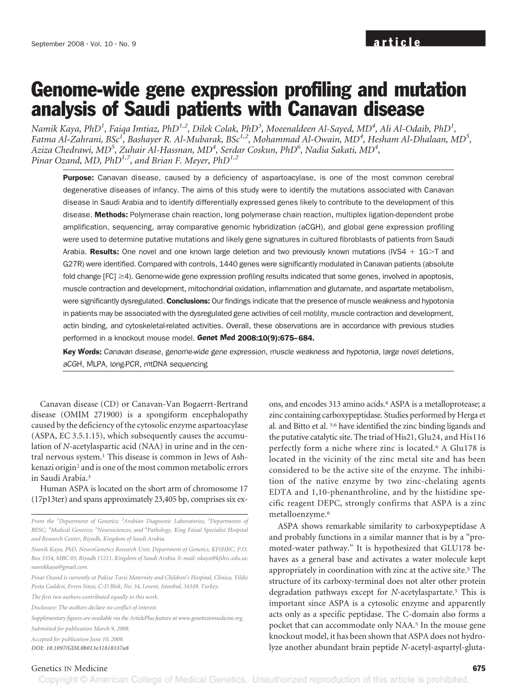 Genome-Wide Gene Expression Profiling and Mutation Analysis Of