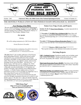 The Monthly Publication of the Permian Basin Speleological Society